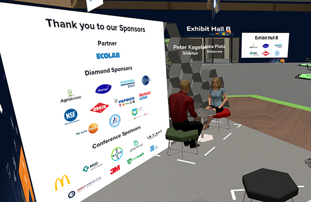 A screenshot of the networking area hosted in our virtual platform, showing a wall of sponsors